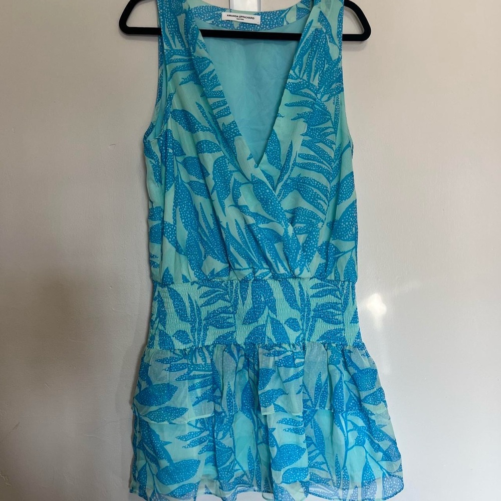 Amanda Uprichard Blue Leaf Print Dress